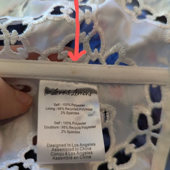 For Love and Lemons Floral Kyra Crop Top in White and Pink, Size M - Picture 12 of 14